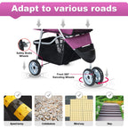 BestPet 3Wheels Pet Dog Stroller for Folding Lightweight Cat Travel Stroller with Cup Holder,Purple