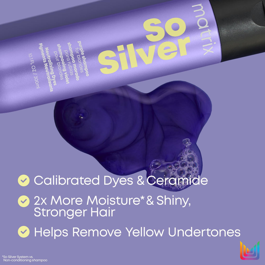 Matrix So Silver Purple Shampoo – For Blonde Hair, 10.1 Fl Oz