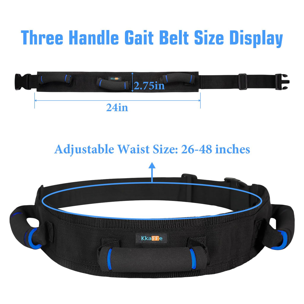 KkaFFe Gait Belt with Handles, Transfer Belt for Elderly, Patient Gait Belts, Transfer Belt Assist, Gait Belts for Seniors, Upgraded Using Rubber Handles (Blue)