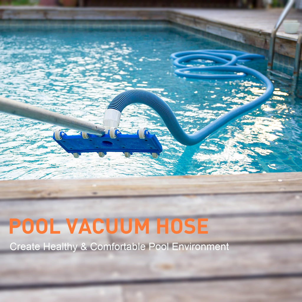 OSMOFUZE Pool Vacuum Hose, Heavy Duty Manual Swimming Pool Cleaner Hose With Swivel Cuff for Above Ground and Inground Pools, 1-1/4 Inch x 27 Ft