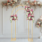 Open Arch Backdrop Stand Gold Metal Double Arch Backdrop Stand U Shaped Frame 7.2ft×4.4ft Flower Arches for Wedding Ceremony Baby Shower Birthday Garden Arch Party Decorations