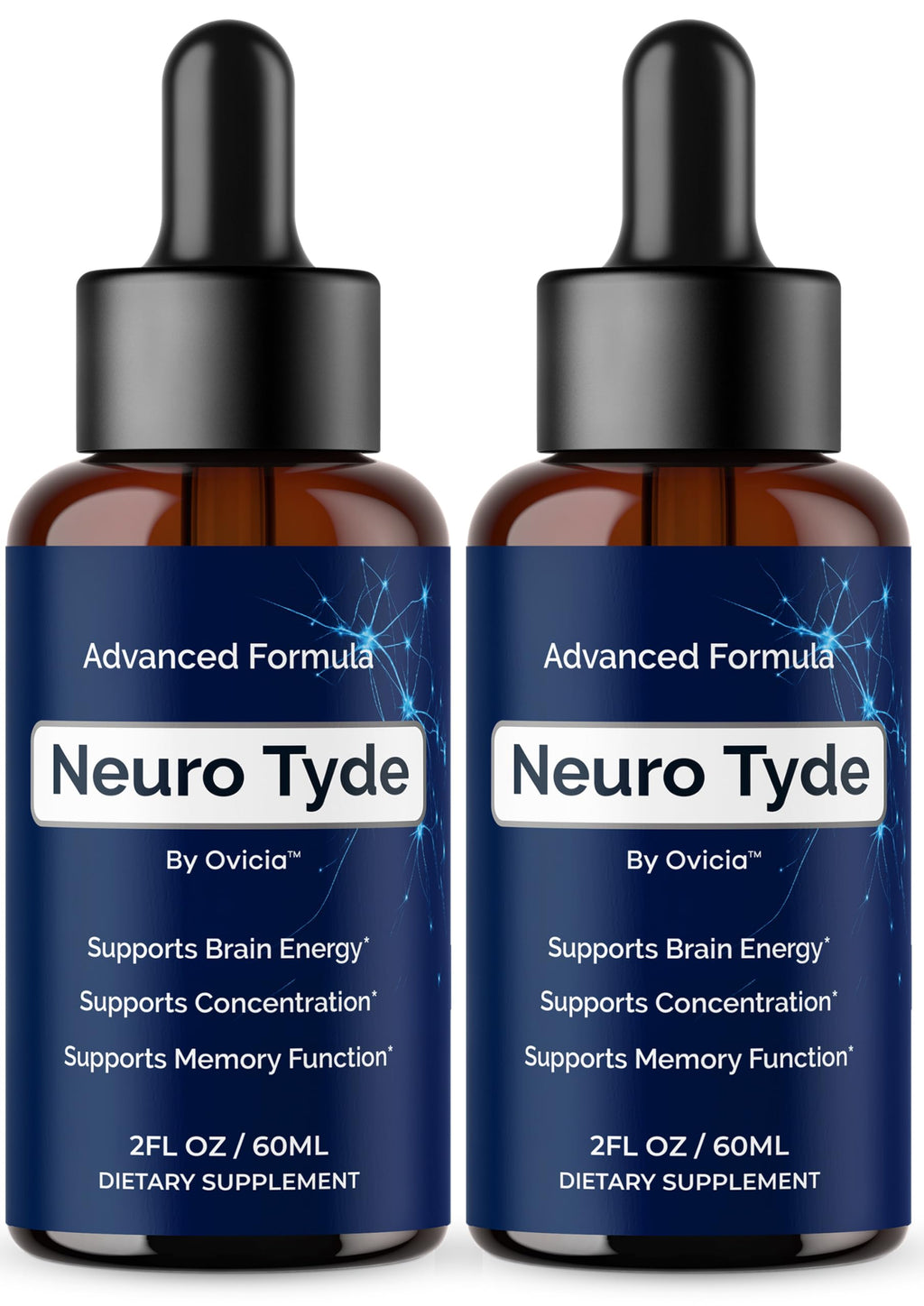 (2 Pack) NeuroTyde Drops - Neuro Tyde Support Premium Liquid Advanced Formula, Daily Neurotyde All Natural Ingredients Support Focus Memory for Overall Health & Wellness, 2 Bottles for 2 Months