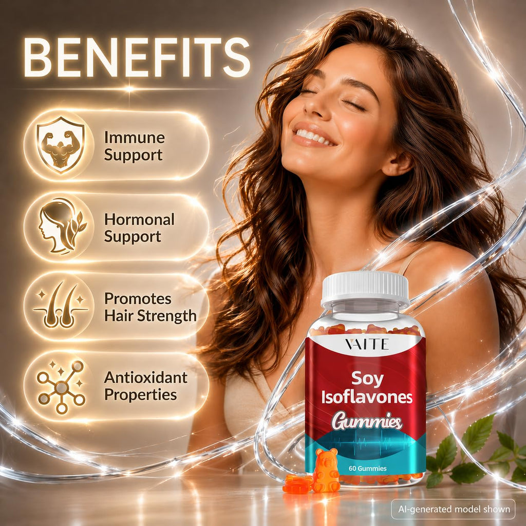 Soy Isoflavones Supplement for Women – Non-GMO Phytoestrogens for Menopause Relief, Hot Flashes, Hormonal Balance, Genistein, Soy with Isoflavones, Bone Health Support – 60 Vegan Chewable Gummies