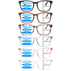 VIDEBLA 6 Pack Progressive Multifocus Reading Glasses for Women Men Blue Light Blocking Reading Glasses Spring Hinge Readers (Mix-5(6glasses 6 Holster), 2.50, x)