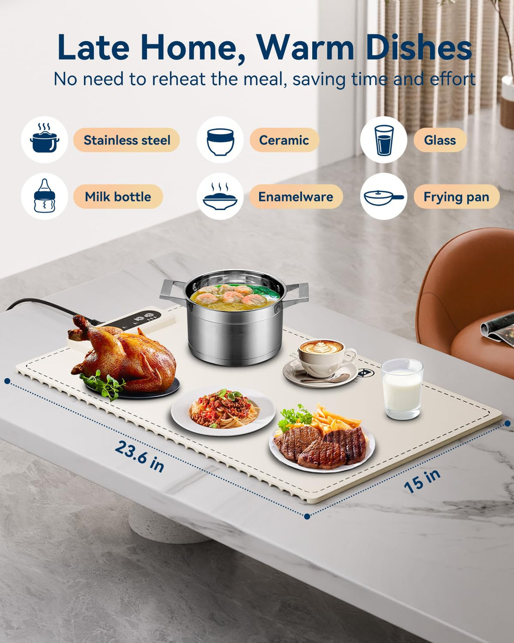 Electric Warming Tray, Negative ion Food Warming Mat, Full Surface Heating Rollable & Portable, Premium Silicone Nano-Material, 3 Modes- Versatile Food Warmer for Gatherings, Parties, Christmas