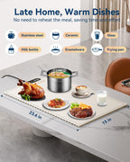 Electric Warming Tray, Negative ion Food Warming Mat, Full Surface Heating Rollable & Portable, Premium Silicone Nano-Material, 3 Modes- Versatile Food Warmer for Gatherings, Parties, Christmas