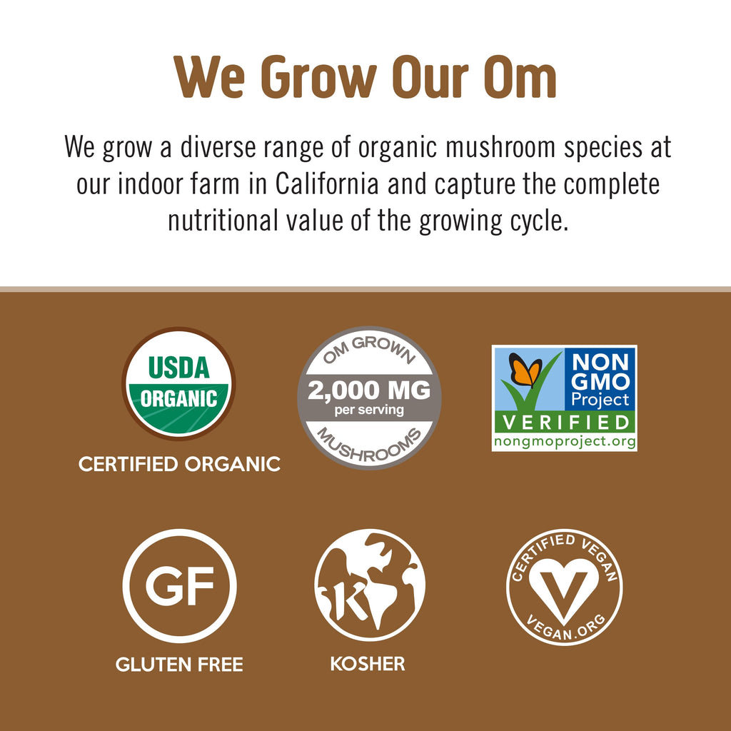 OM MUSHROOM SUPERFOOD Coffee Latte Blend – Functional Mushroom Powder with Lion’s Mane, Cordyceps, Reishi & Chaga – Energy, Focus & Mental Clarity Support – 8.47 oz Canister (30 Servings)