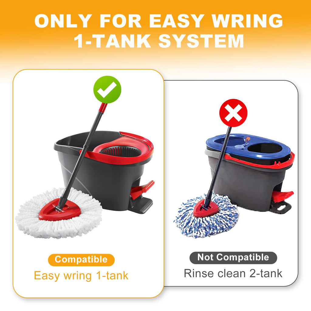 7-Pack Mop Heads Replacements for O Cedar EasyWring 1 Tank System, Includes 4 Microfiber Spin Mops, 2 Scrub Brushes, and 1 Base, Reusable Set Mop Replace Head for Cleaning Home, Bathroom, Kitchen