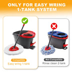 7-Pack Mop Heads Replacements for O Cedar EasyWring 1 Tank System, Includes 4 Microfiber Spin Mops, 2 Scrub Brushes, and 1 Base, Reusable Set Mop Replace Head for Cleaning Home, Bathroom, Kitchen