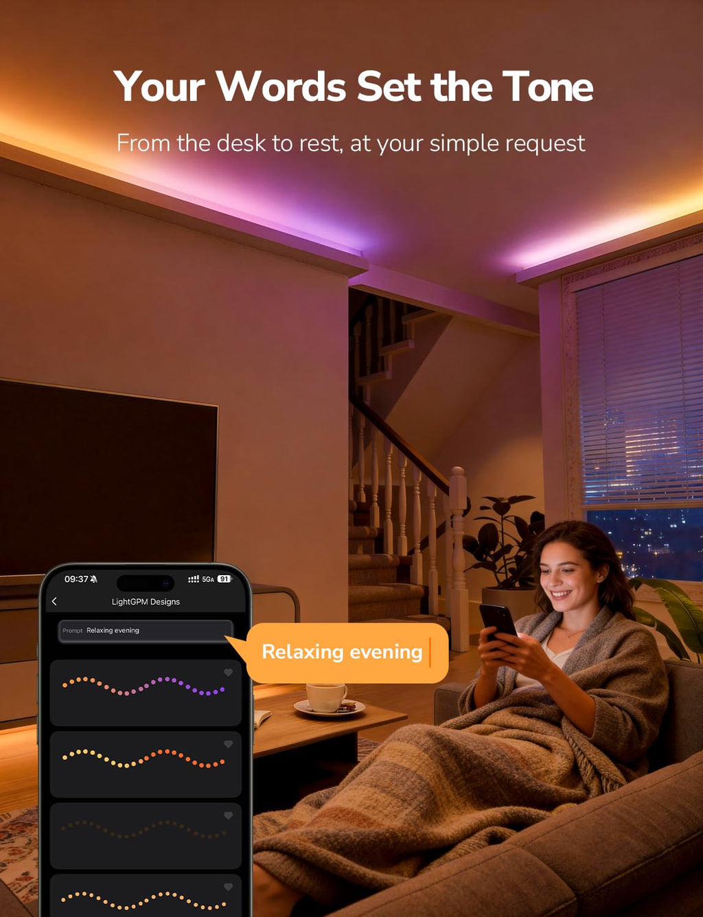 Lepro S1 AI LED Strip Lights for Bedroom - 16.4ft Smart RGB Light Strips with IC and Rainbow Chasing Effects, Color Segment DIY, Personalized Al Lighting Designer, No Remote, 2.4G Wi-Fi & Bluetooth