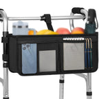 FREEAMG Walker Basket for Folding Walker, Large Capacity Foldable Walker Bag, Walker Storage Bag With Cup Holder, Detachable Walker Accessories Basket for Seniors (Black)