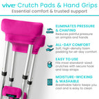 Vive Premium Crutch Pads & Hand Grips - Comfortable, Breathable, Machine Washable Padding - Moisture Wicking & Odor Reducing Pillow Accessory Covers for Adult & Youth Walking Crutches