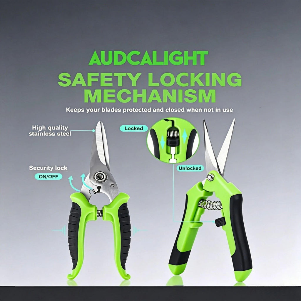 AUDCALIGHT 4-Pack Bypass Pruning Shears, Titanium Steel Blade,With Gardening Gloves,Shears Stainless, Ergonomic Hand Pruning Shears for Trees, Plants (Shears Gardening Tool Kit)