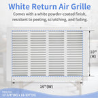 Howeall 16"W x 10"H [Duct Opening Size] Steel Return Air Grille, Air Return Vent Cover for Ceiling and Sidewall - HVAC Air Vent Covers - [Outer Dimensions: 17.75"W x 11.75"H]