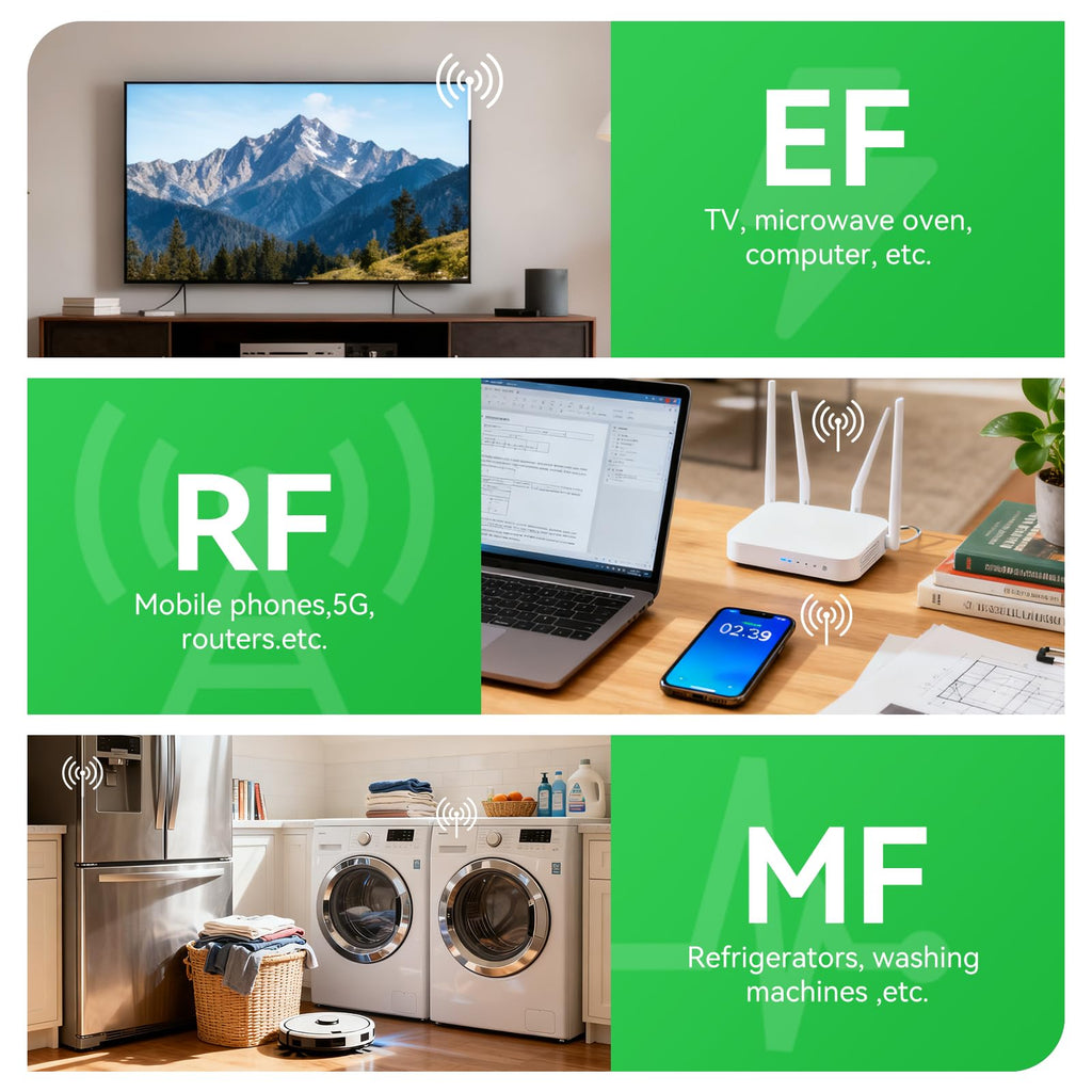 EMF Meter 5G RF Detector – Electric, Magnetic & Radio Frequency Field Tester up to 10GHz, Multi-Sensor EMF Detector for Power Lines, WiFi/Cell Phones, Smart Meters – LCD Display Sound & LED Alerts