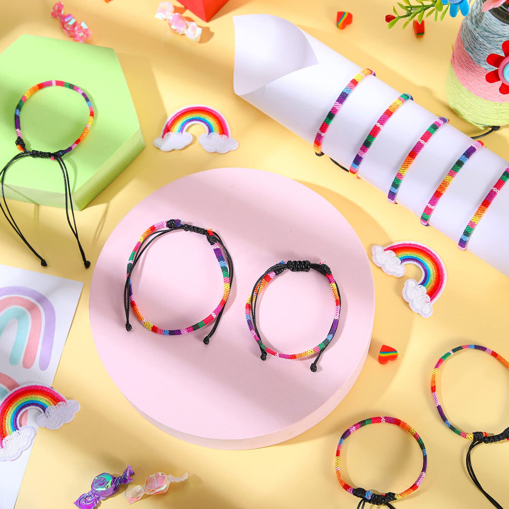 Cunno 100 Pcs LGBT Pride Month Bracelet for Men and Women, Weave Rainbow LGBTQ Braided Rope Friendship Bracelet Adjustable Bisexual Bracelet Handmade Woven Festival Accessories for Gay Lesbian