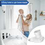 4 Pack Plug in Light Socket, 3-Prong Light Bulb Socket Adapter, 360° Rotatable Light Bulb Plug Adapter with Switch (ETL Listed, White)
