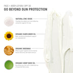 Raw Elements Face and Body Mineral Sunscreen SPF 30 Tube, Organic Sunblock Daily Protection, Non Toxic Reef Safe, Water Resistant, Cruelty Free, 3 oz (Pack of 1)