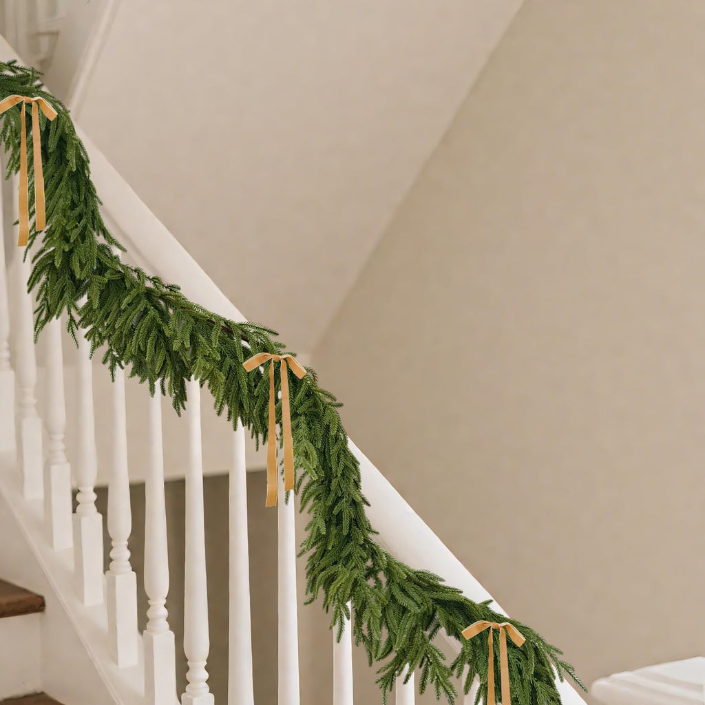 Cherica 2 Pcs 6 Ft Christmas Norfolk Pine Garland with Lights for Mantle