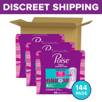 Poise Ultra Thin Incontinence & Postpartum Pads for Bladder Leaks, 3 Drop Light Absorbency, Regular Length, 144 Count (Packaging May Vary)