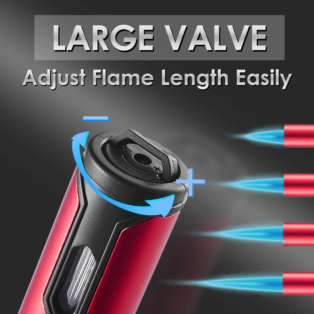 Urgrette 4 Pack Butane Torch Lighters, 6-inch Refillable Pen Lighter Adjustable Jet Flame Butane Lighter for Grill BBQ Camping (Gas Not Included)