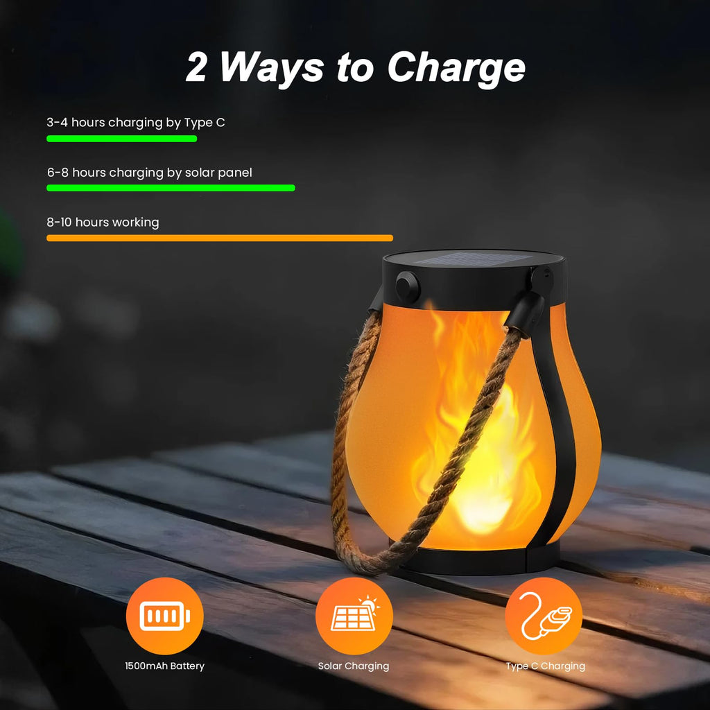 Hompavo Gen2 Solar Lanterns Outdoor Waterproof with Ultra-Real Flame