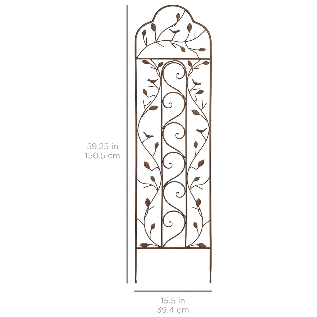 Best Choice Products Set of 2 60x15-inch Iron Arched Garden Trellis w/Branches, Birds for Lawn, Garden, Backyard, Climbing Plants