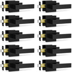 Plustool 10 Pack Matte Black Door Handles Interior, Passage Door Knobs Closet Door Levers for Hallway, Heavy Duty Square Doorknob Non-Locking Handlesets for Left & Right Sided Doors