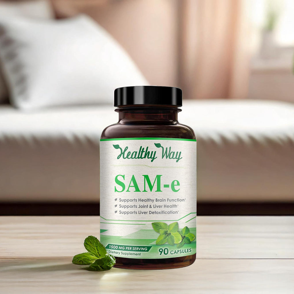 HealthyWayRx 1500mg SAM-e Supplement - High Strength S-Adenosyl-L-Methionine Capsules 1500mg per Serving for Joint Brain Liver and Mood Support - Non-GMO High Absorption Same Supplement (90 Count)