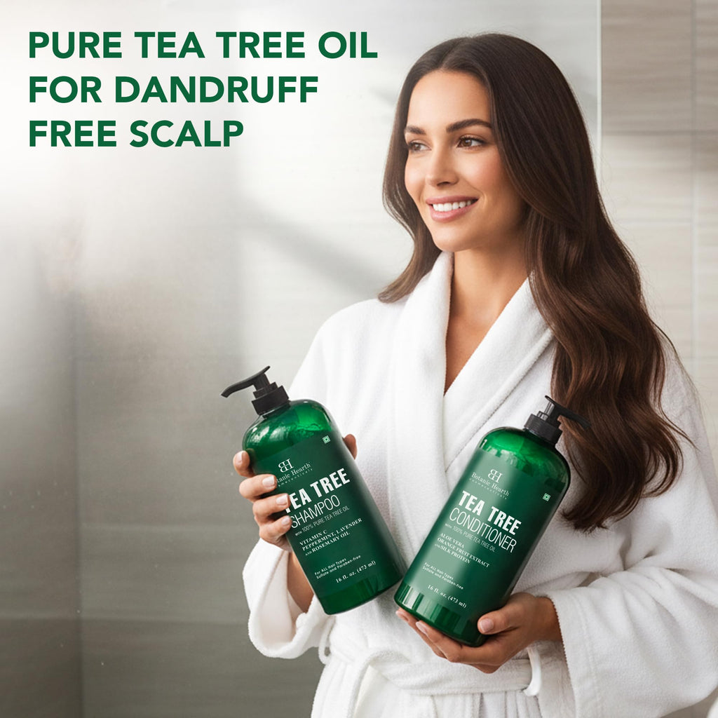 Botanic Hearth Tea Tree Shampoo And Conditioner Set for Men & Women - 32oz