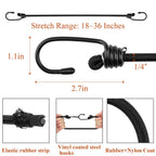 ZHOUBIN 18 inch Bungee Cords with Hooks - Black Bungee Cords 6 Pcs