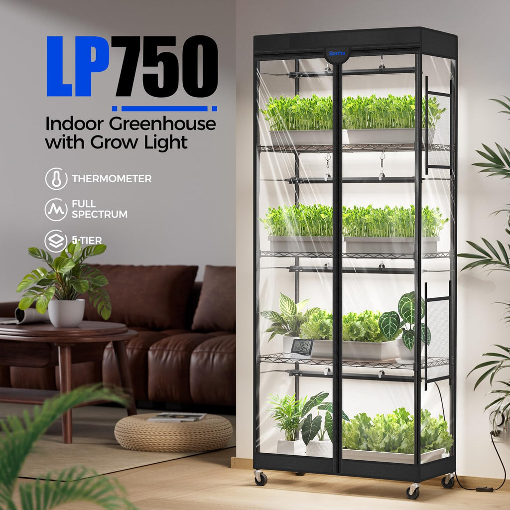 Barrina LP750 Indoor Greenhouse with Grow Light, 5 Tier Stand with Tent