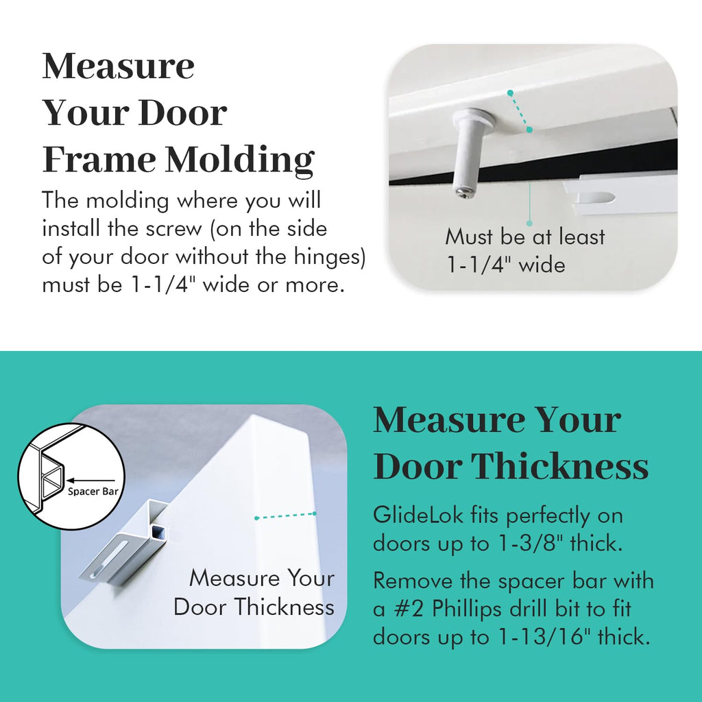 2 Pack – GlideLok Child Safety Door Top Lock | for Interior & Exterior Doors | Lock & Unlock from Both Sides | Stop Kids, Pets, Dogs & Cats from Opening Doors