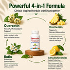 NEW ROOTS HERBAL Quercetin with Bromelain Capsules | 4-in-1 Formula with Quercetin, Bromelain, Bioflavonoids and Rutin | Heart Health and Immune Support Supplement (90 Veggie Capsules), Non-GMO