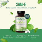 HealthyWayRx SAM-e 400mg Capsules - Easy Absorption SAM e Supplement 400mg from S-Adenosyl-Methionine for Brain Liver and Mood Support - Non-GMO Gluten Free & Made in cGMP Facility (90 Servings)