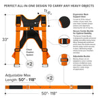 X-Protector Moving Straps - 2 Pairs - Lifting Straps for 2 Movers - Move Furniture Easily and Safely - Perfect for Lifting and Moving Heavy Objects! (with Back Support)