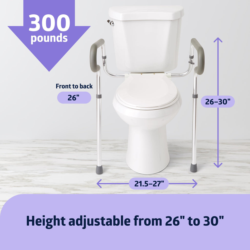 Medline Guardian Toilet Safety Rail - Adjustable Height, Robust & Reliable, Ideal for Medical Patients, Hospitals, Nursing Homes
