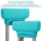 Vive Premium Crutch Pads, Bag, & Hand Grips (5 PCS) - Crutches for Adults Armpit Padding, Hand Grips, Accessories Pouch - Soft Tips Medical Padded Handles for Kids, Men, Women - Lightweight (Teal)