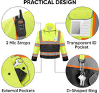 TICONN Reflective Rain Jacket Safety Jacket, Waterproof Hi Vis Rain Coat, Class III High Visibility Coat (Yellow&Black, L)