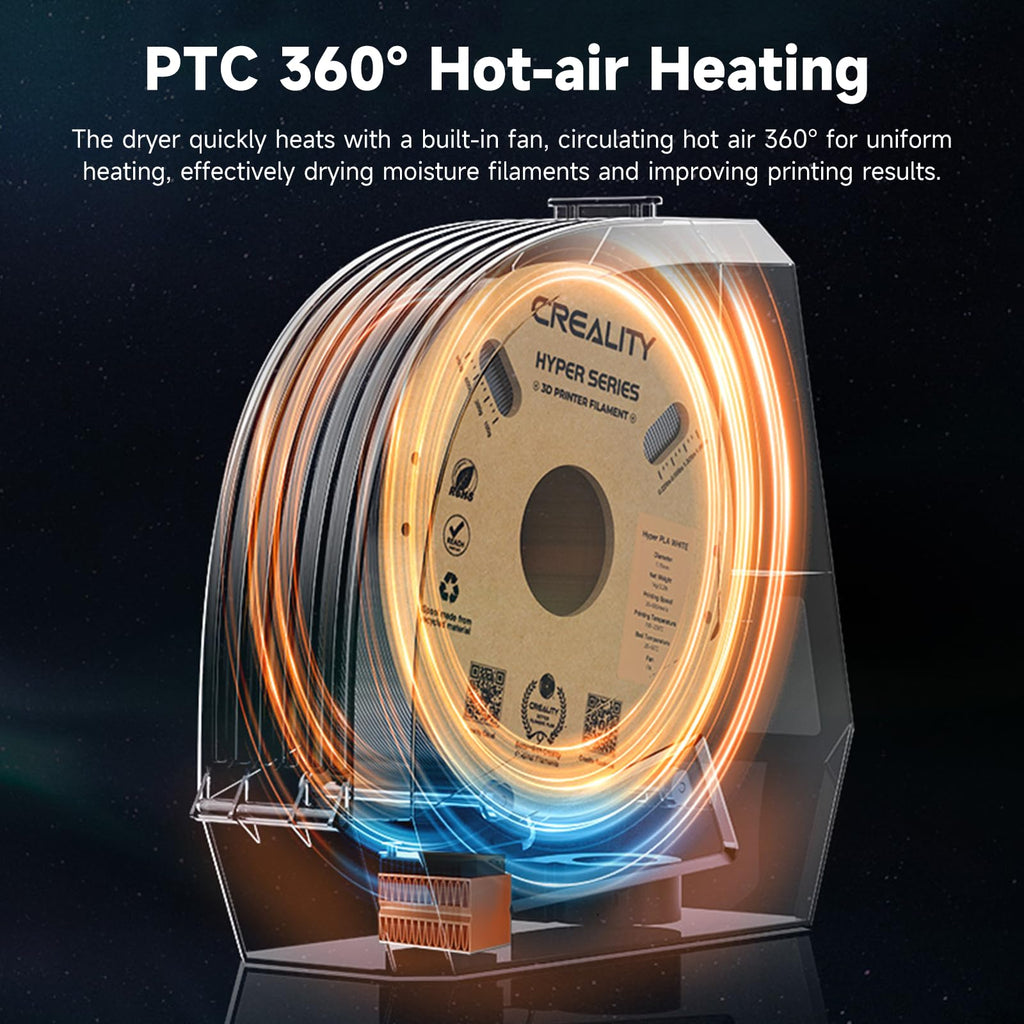 2026 New Official CREALITY Space Pi Filament Dryer, 360° 110W PTC Hot-Air Heating 3D Printer Filament Dryer Box with Fan, Upgraded Filament Dehydrator Storage for PLA ABS PETG PA Filament 1.75 2.85mm