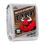 Tarp 12x12 ft Heavy Duty 10mil Silver/Brown 100% Waterproof High Durability Multipurpose Outdoor Tarpaulin,Uv Resistant,for Courtyards,Camping, Canopy, Trailer, Boats, Camping, Etc -by MVPNET