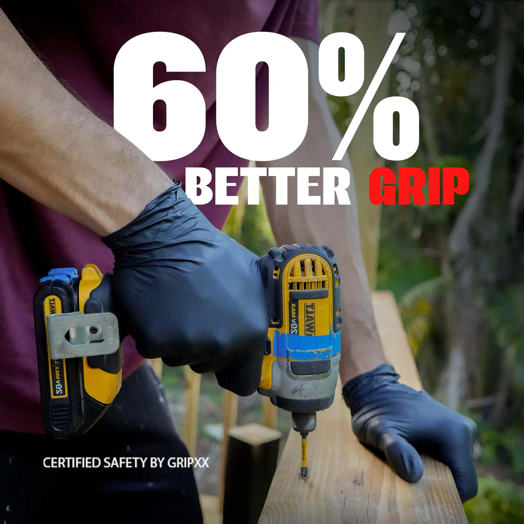 London Labs Black Nitrile Gloves Disposable Latex Free & Powder Free,4 Mil Rubber Glove, Cleaning, Cooking, Mechanic, Tattoo (1000 Count, Large)