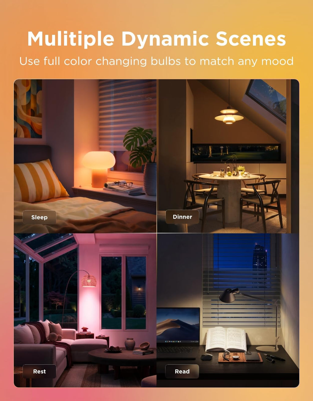 Govee Smart Light Bulbs, WiFi Bluetooth Color Changing Bulbs, Music Sync, 54 Dynamic Scenes, 16 Million DIY Colors RGB Light Bulbs, Work with Alexa, Google Assistant, 800 Lumen, 8 Pack