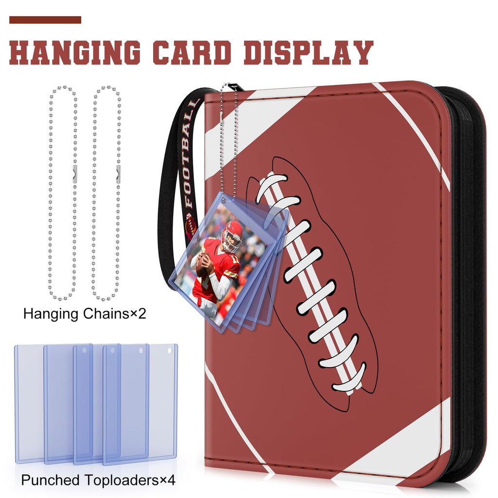 Mlikero 720 Pockets Football Card Binder, Sports Card Binder with Card Display Design, Premium Card Ablums with Sports Pattern Wristband Fit for Football Cards 2025