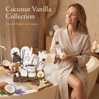 Coconut Vanilla Spa Gift Set, Complete Spa Gift Baskets for Women & Men