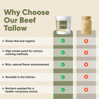 Stellar Beef Tallow 100% Grass-Fed & Finished - Good for Cooking, Baking and Frying - Food Grade (5 lb)