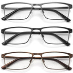 acavefox 3 Pack Blue Light Blocking Reading Glasses Men Readers Anti Glare UV Lightweight and Sturdy Full Frame Metal Spring Hinge Eyeglasses 2.50+