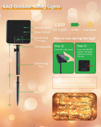 KAQ Solar String Lights Outdoor 2Pack 500LED 180FT Waterproof Warm White