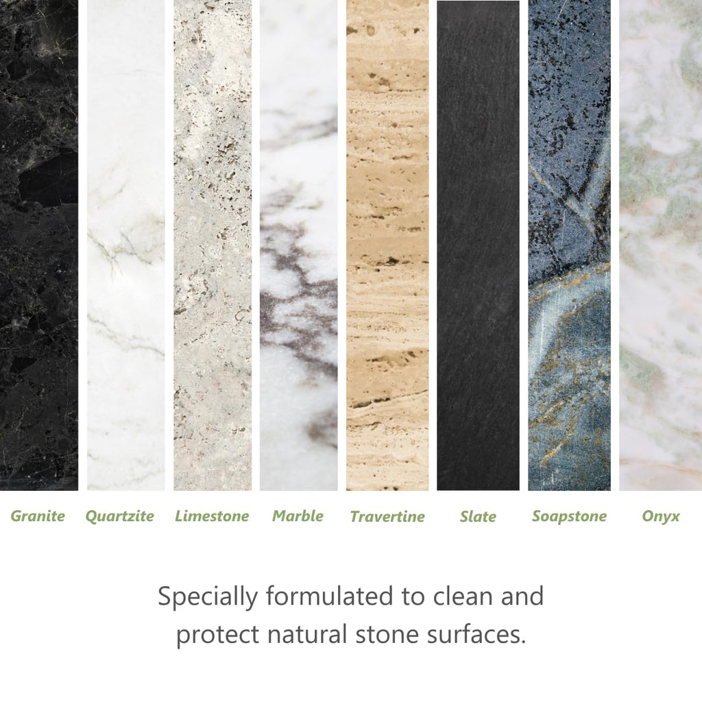MORE Stone & Quartz Cleaner + Protector - Water Based Formula for Natural Stone and Quartz Surfaces (Pint 16 oz - Twin Pack)