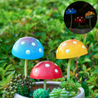 KIKTOP Mushroom Decor Fairy-Garden Outdoor Decor - Garden Decor Glow in The Dark Outdoor Spring Patio Shaking Head Yard Decoration 6 PCS Metal Mushroom Yard Stakes (Red2+Blue2+Yellow2)